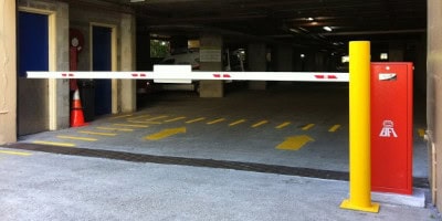 A commercial boom gate installation at a multi-storey car park on the Gold Coast